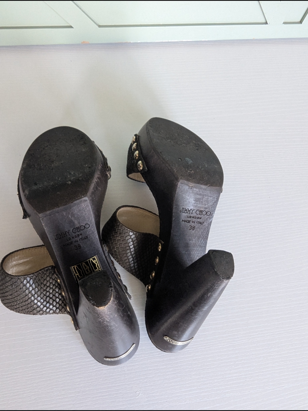 Jimmy Choo Ulrika wooden platform slides sandals - Picture 10 of 13